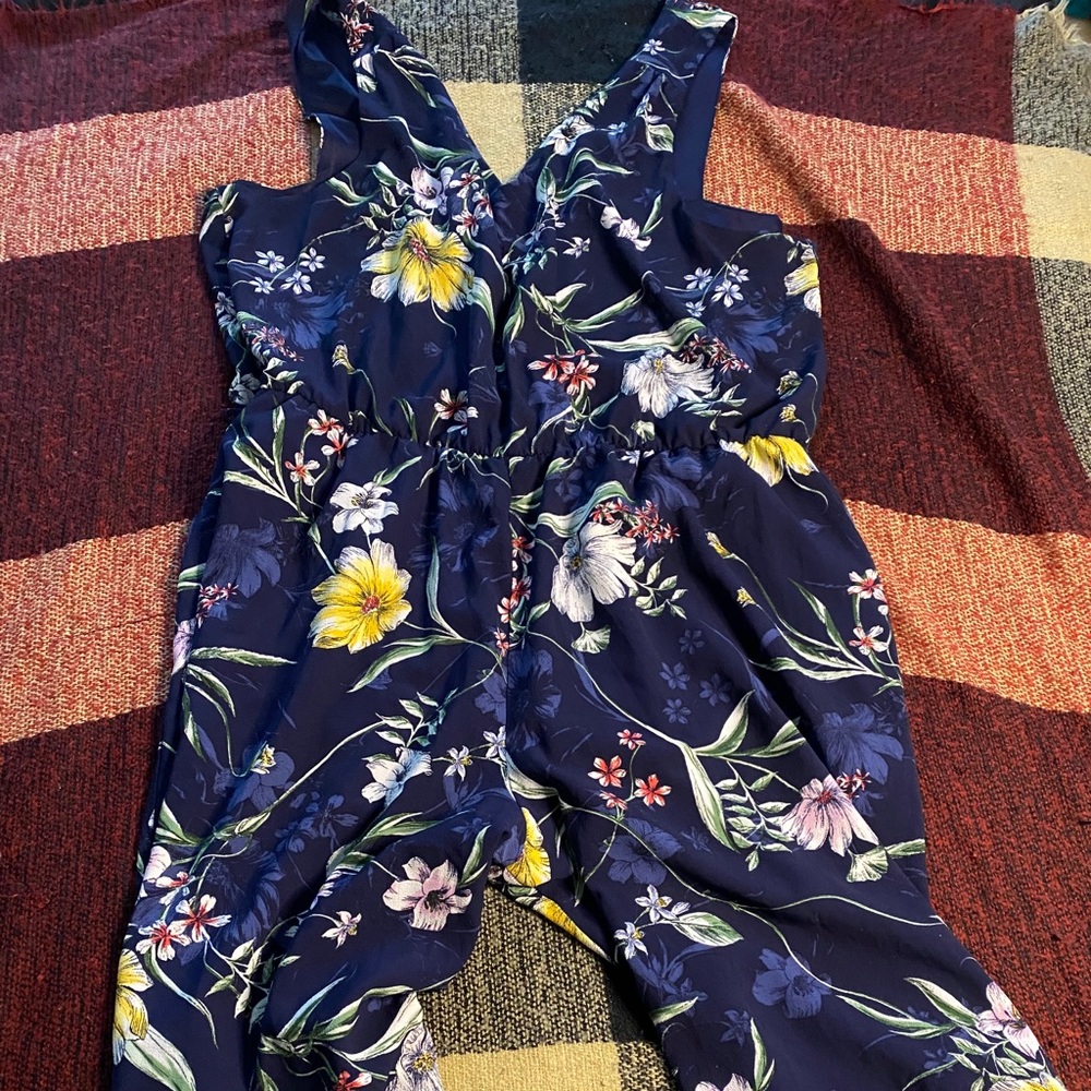 Plus Size Cropped Floral Jumpsuit- Wide Leg